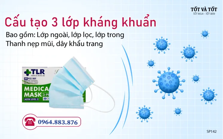 Khẩu trang y tế kháng khuẩn TLR - Hàng Việt Nam chất lượng cao